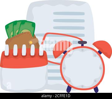 paper document file with financial icons vector illustration design Stock Vector