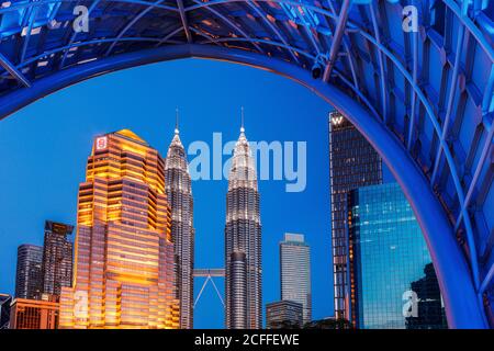 The framing of the PETRONAS Twin Towers, Kuala Lumpur, Malaysia. Stock Photo