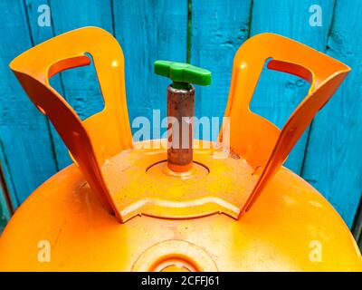 Refrigerant cylinder for the repair of refrigeration equipment. Stock Photo