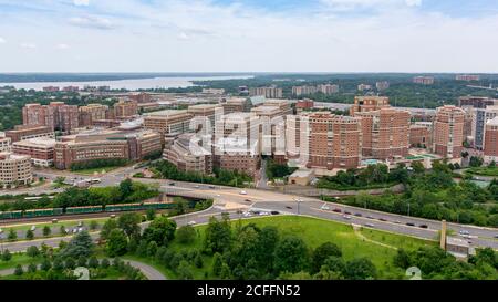 The skyline of Alexandria, Virginia, USA and surrounding areas as seen from the top of the George Washington Masonic Temple. Stock Photo