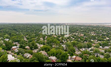 The skyline of Alexandria, Virginia, USA and surrounding areas as seen from the top of the George Washington Masonic Temple. Stock Photo