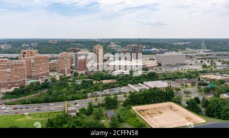 The skyline of Alexandria, Virginia, USA and surrounding areas as seen from the top of the George Washington Masonic Temple. Stock Photo