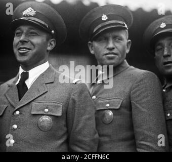 Middle East History - Official opening of Tel Aviv Port. Harbour guards. Mr. Feldman inspector of the guards Stock Photo