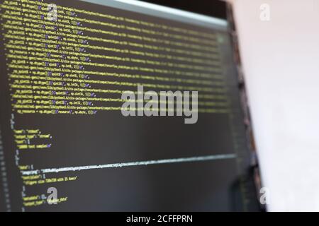 Process of writing programming code for website using modern computer in office Stock Photo