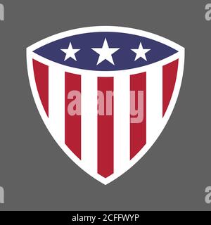 United States of America USA flag shield icon logo vector illustration. Independence Day. 4th of July. Presidential Election Stock Vector