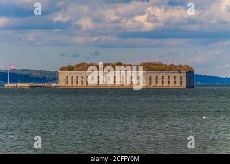 Fort Gorges is on Hog Island Ledge, in Casco Bay at the entrance to the ...