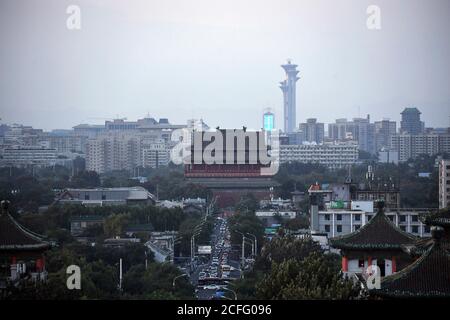 Beijing, China. 4th Sep, 2020. Photo taken on Sept. 4, 2020 shows the view along the central axis of Beijing, capital of China. The 2020 China International Fair for Trade in Services (CIFTIS) runs on Sept. 4-9 in Beijing. Credit: Ju Huanzong/Xinhua/Alamy Live News