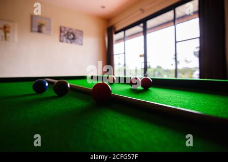 Snooker ball on snooker table in clubsport Stock Photo