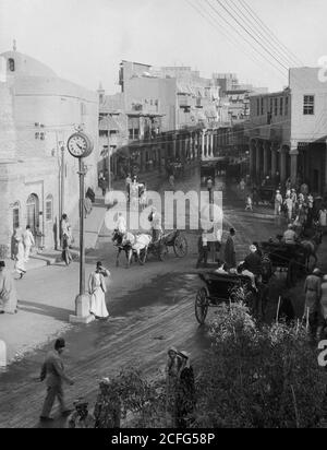 Original Caption:  Iraq. (Mesopotamia). Baghdad. Views street scenes and types. New street near the Maude bridge  - Location: Iraq--Baghdad ca.  1932 Stock Photo