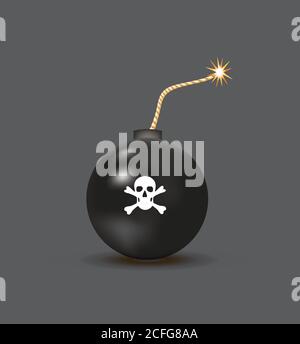 Black retro bomb with skull. vector illustration Stock Vector
