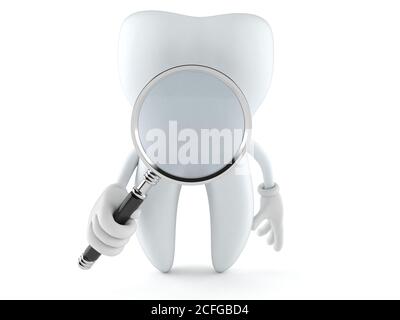Dental research with a magnifying glass on a white background Stock ...
