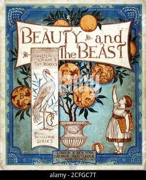 Beauty and the Beast. Front cover of a children's book by Jeanne-Marie Leprince de Beaumont, published in 1875/6 Stock Photo