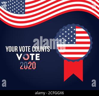 your vote counts 2020 with usa flag vector design Stock Vector Image ...