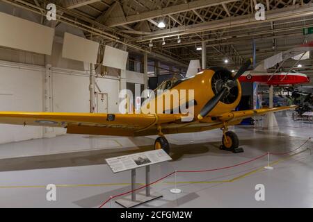 A North American Harvard advanced trainer (1938-1955) on display in the RAF Museum, London, UK. Stock Photo