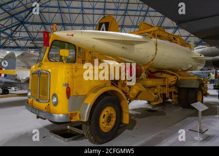 A Hawker Siddeley Blue Steel missile (1963-70) on display in the RAF Museum, London, UK. Stock Photo