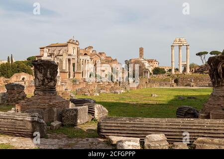 A glimpse inside the Roman Forum in the city of Rome, Italy Stock Photo