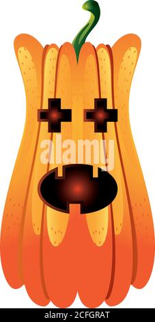 pumpkin with surprised face for halloween on white background vector illustration design Stock Vector