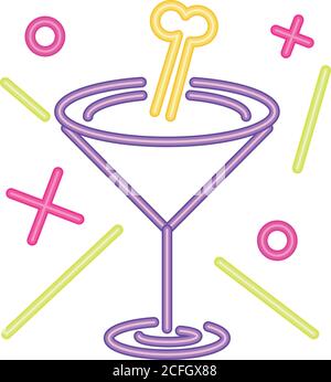 glass with magic potion in neon light for halloween vector illustration design Stock Vector