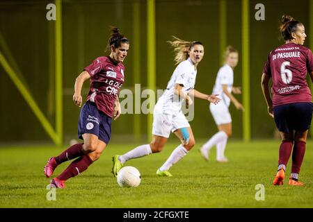 August 29, 2020, Lugano, Stadio Cornaredo, AXA Women's Super League: FC  Lugano Femminile - FC Zurich Women, # 27 Mimoza Hamidi (FC Zurich),  goalscorer # 22 Lorena Baumann (FC Zurich) and #