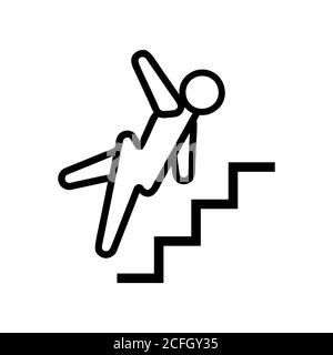 Falling down the stairs outline icon. Man falls from ladder outline ...