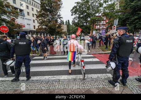 Gdansk, Poland. 5th Sep, 2020. Anti-riot Police unit officers escorting the 'No more brother war' march participants are seen in Gdansk, Poland, on 5 September 2020 The march of the far-right, nationalist and racist organizations passed through the streets of the Gdansk city with a strong police escort. March participants chanted nationalist slogans as White Europe, White Life Matters, Scrap the Eu! etc. Credit: Vadim Pacajev/Alamy Live News Stock Photo