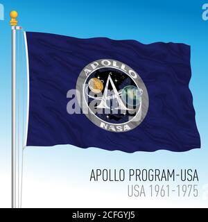 Apollo Program historical flag, 1961-1975, United States of America, vector illustration Stock Vector