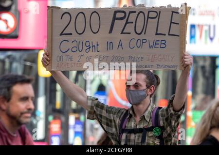 London, UK. September 5th 2020. Extinction Rebellion protests continued in Westminister today. Police were present in large numbers which ensured the various demostrations were peaceful. Credit: Pete Abel/Alamy Live News