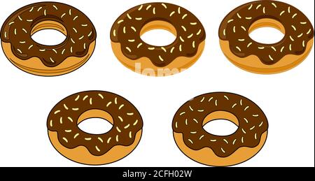 pack of chocolate donuts with grated coconut Stock Vector