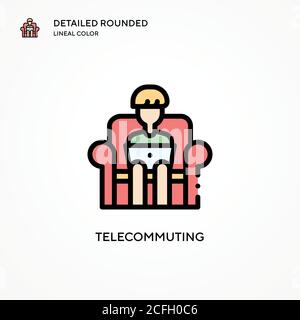 Telecommuting vector icon. Modern vector illustration concepts. Easy to edit and customize. Stock Vector