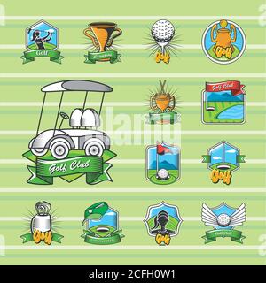 collection of golf emblems, shields, labels and badges vector illustration design Stock Vector