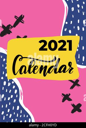 2021 Modern template with calendar cover. Vector stock illustration. Stock Vector