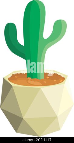 succulent, cactus in a pot, drawing. Cacti, succulents isolated on ...