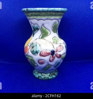 Ceramic Vase, Colourful Floral Design, Decorative Pottery Stock Photo