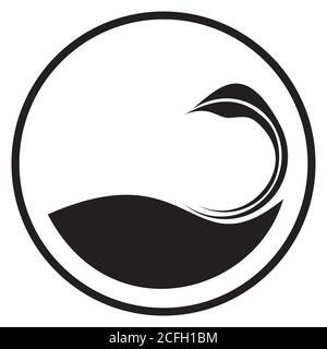 Swan in the circle. Simple logo vector design. Spa wellness and beauty theme in black isolated on white background. Stock Vector