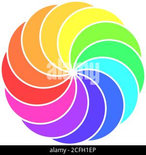 Rainbow spectrum color wheel. Children wind vane vector illustration. Stock Vector