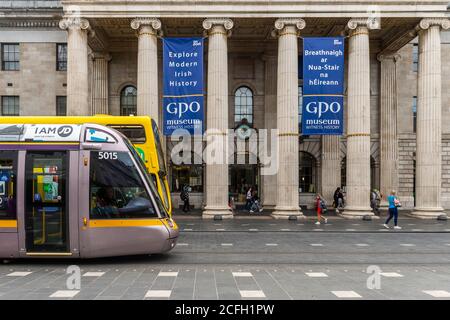 Luas Tram at the GPO, O'Connell Street, Dublin, Ireland. Stock Photo