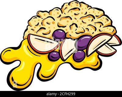 Cartoon Apple Crumble And Custard Vector Design Stock Vector