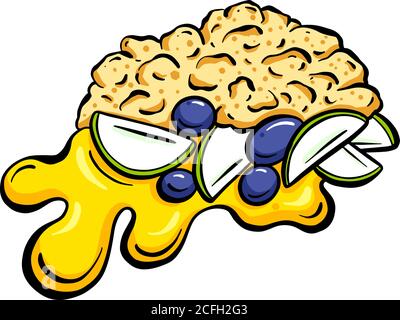 Cartoon Apple Crumble And Custard Vector Design Stock Vector