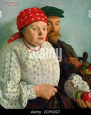 Mark Gertler, The Apple Woman and her Husband, 1912 Oil on canvas, National Gallery of Victoria, Australia. Stock Photo