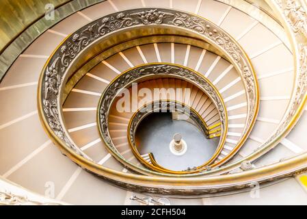 Bramante Staircase - double spiral staircase in Vatican Museums, Vatican City. Stock Photo