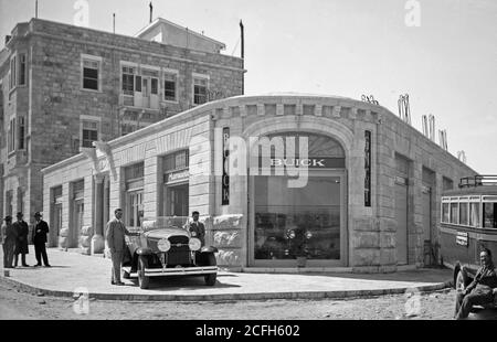 Front of American Colony Buick in Jerusalem ca. 1920-1935 Stock Photo