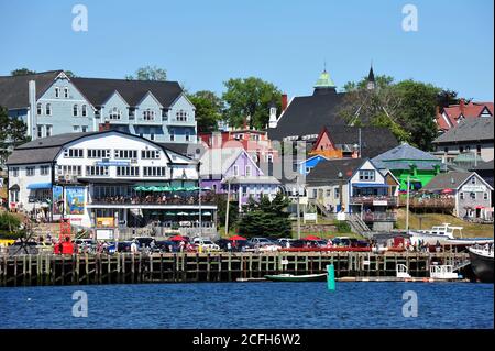 Lunenburg, Canada - AUG 3, 2016:  The waterfront of the UNESCO World Heritage Site town of Lunenburg, Nova Scotia Stock Photo