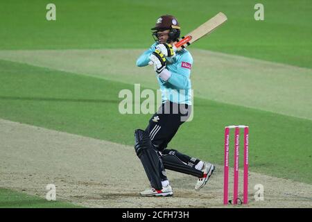 London, USA. 05th Sep, 2020. LONDON, ENGLAND. SEPTEMBER 05 2020: Ben Foakes of Surrey hits the ball for four runs during the Vitality Blast T20 match between Surrey and Middlesex, at The Kia Oval, Kennington, London, England. On the 5th September 2020. (Photo by Mitchell GunnESPA/Cal Sport Media/Sipa USA-Images)(Credit Image: &copy; ESPA/Cal Sport Media/Sipa USA Photo Agency/CSM/Sipa USA) Credit: Sipa USA/Alamy Live News Stock Photo
