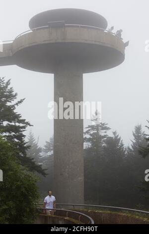Clingman's Dome observation tower at Great Smoky Mountains National Park in the United States. Stock Photo