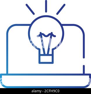 laptop with bulb gradient style icon vector illustration design Stock Vector
