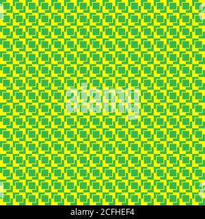 seamless abstract pattern squares yellow on a green background. Vector image Stock Vector