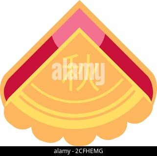 mid autumn cake sweet portion flat style icon vector illustration design Stock Vector