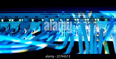 supercomputer with cables and lamps Stock Photo