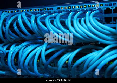 supercomputer with cables and lamps Stock Photo