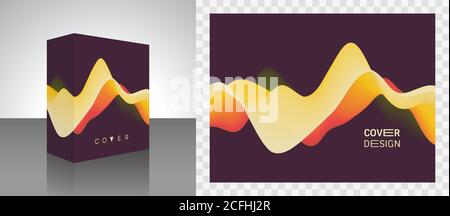 Realistic packaging box. Product packing. Abstract background with color gradient. Motion sound wave. 3d vector Illustration for software. Stock Vector